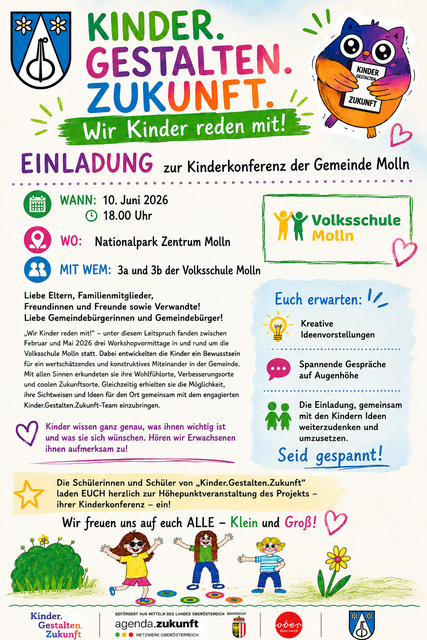 Kinder und Jugendliche diskutieren bei der Kinderkonferenz gemeinsam Ideen, Wünsche und Anliegen. Die Veranstaltung bietet jungen Menschen die Möglichkeit, ihre Meinung einzubringen, aktiv mitzugestalten und ihre Zukunft mitzubestimmen.