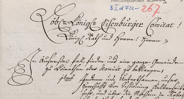 Originaldokument - Schreiben 1810 Komitat Eisenburg | Foto: Landesarchiv Mattersburg