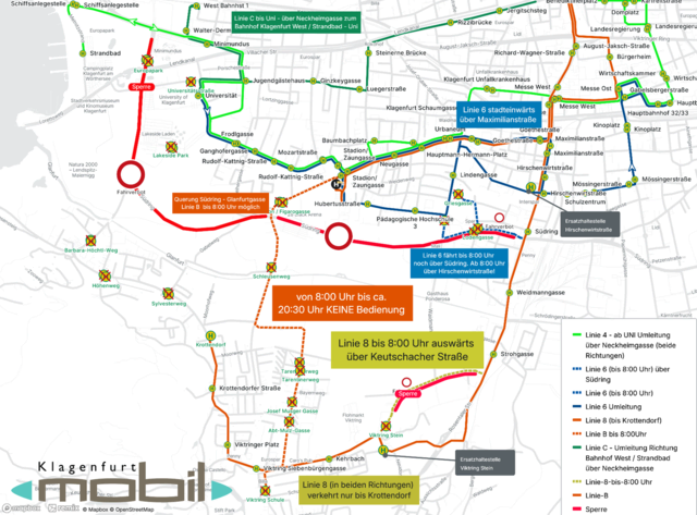 KMG-Umleitungen und Fahrplanänderungen im Überblick