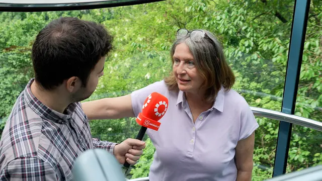 Bürgermeisterin Elke Kahr sprach im Schloßbergbahn-Pitch über ihre Schwerpunkte.  | Foto: MeinBezirk/Martin Koinegg