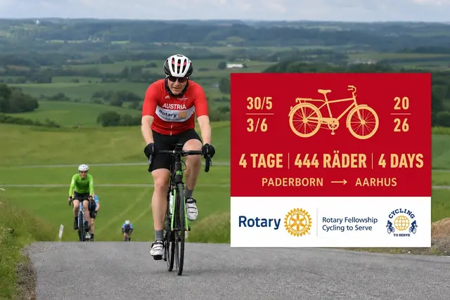 Gemeinsam mit rund 20 anderen radelten die drei Ennser Rotarier für den guten Zweck. | Foto: Rotary Club Enns