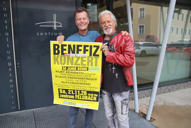 Kurt Keinrath (l.) und Thomas Spitzer freuen sich auf die Musikerkollegen beim Benefizkonzert. | Foto: MeinBezirk/Herwig Brucker
