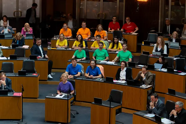 Die Grünen zeigen sich im Parlament in Pride-Farben