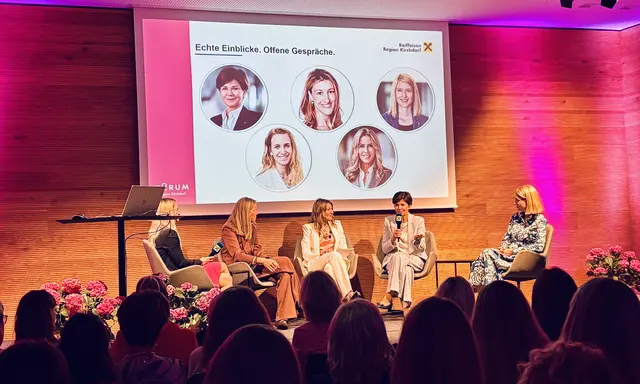 Abschließende Diskussionsrunde mit Carina Jellmair, Karin Scheiblberger, Kristina Hörtenhuber-Wendner, Michaela Keplinger-Mitterlehner und Landeshauptmann-Stellvertreterin Christine Haberlander (von links) | Foto: Weymayer