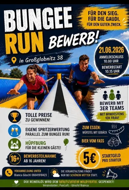 Großglobnitz veranstaltet Bungee Run, hol dir den 