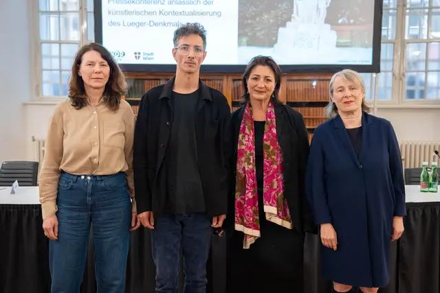 v.l.: Cornelia Offergeld, Künstlerische Leiterin KÖR Wien, Klemens Wihlidal, Künstler, Veronica Kaup-Hasler (SPÖ), Stadträtin für Kultur und Wissenschaft und Eva-Maria Stadler, Professorin, Universität für angewandte Kunst. | Foto: Sade Jerabek/MeinBezirk