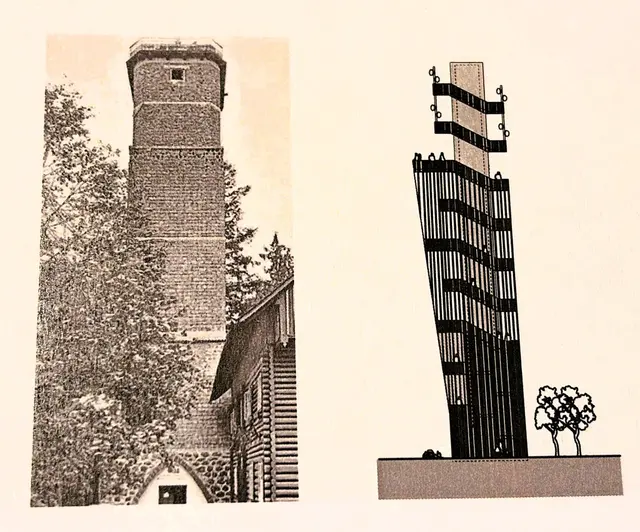 Gegensätze aus der Planskizze: Der alte und der neue Turm. | Foto: Franz Gruber