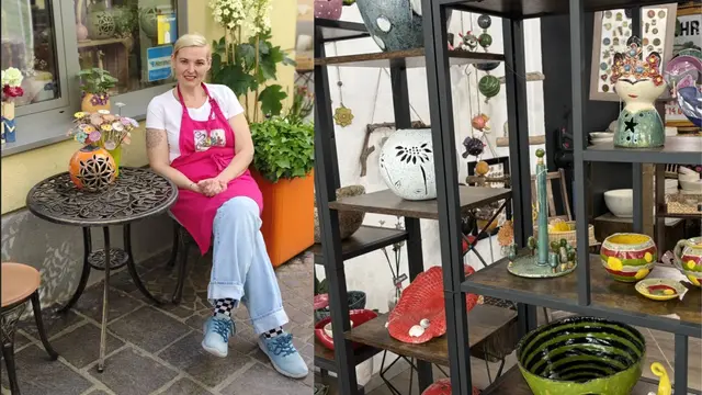 Birgit Schäfer vor ihrem Keramikladen „Biramik“, sie ist eine der vielen regionalen Kaufleute in der Innenstadt.  | Foto: Privat/meinbezirk.at