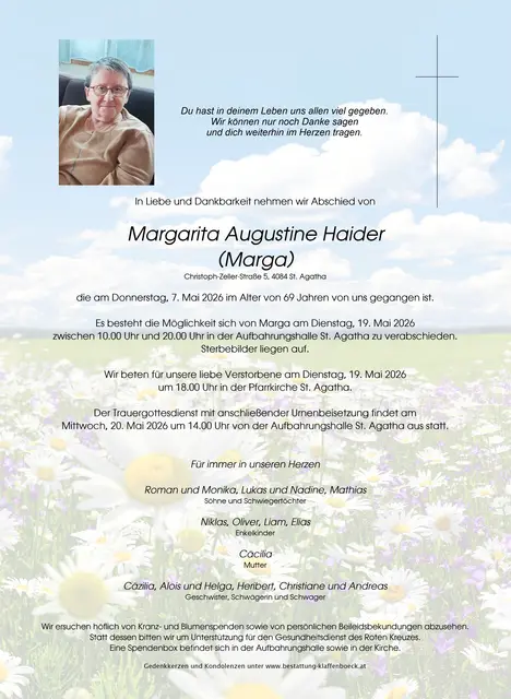 Margarita Augustine Haider verstarb im 70. Lebensjahr  | Foto: Privat