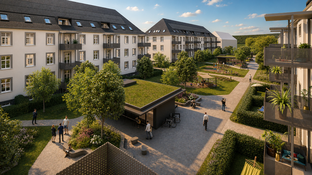 Neben hochwertigem und leistbarem Wohnraum entstehen auch großzügige Freiflächen mit begrünten Innenhöfen und Begegnungszonen.  | Foto: WSF Privatstiftung