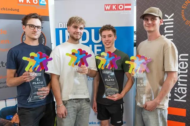 Die Sieger aus den vier verschiedenen Berufsgruppen (v.l.): Lukas Egger, Nico Riepl, Raphael Semlitsch und Lukas Weichboth.  | Foto: WKK/ PSB-Media