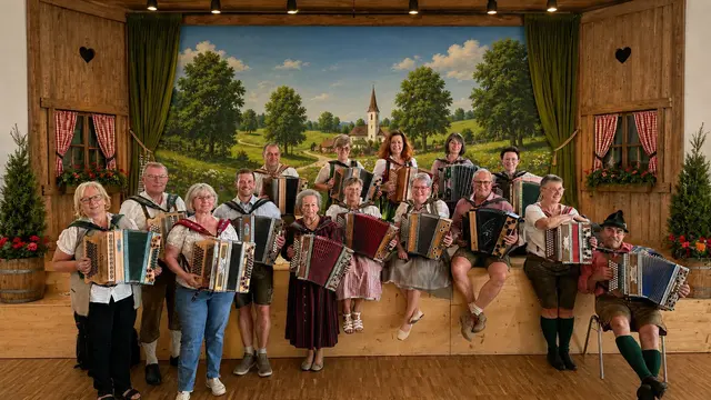 1. Reihe: Veronika Bauer, Alfred Endl, Anita Plei, Gregor Strohmayr, Josefine Brandt, Melitta Immervoll, Martina Schleritzko, Martin Kerschbaumer, Christa und Anton Österreicher.
2. Reihe: Josef Bauer, Eva Bauer, Claudia Steiner (Leitung), Alexandra Petzl und Karin Hölzl (jeweils v.l.) | Foto: Michlbauer Harmonikaschule