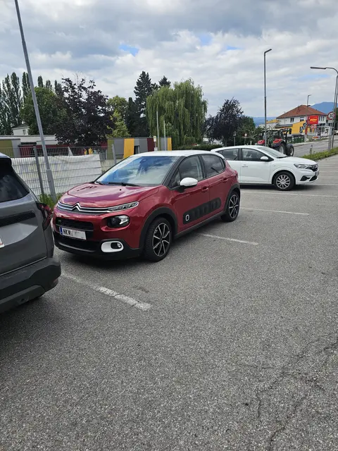 Ungewöhnlich eingeparkt hat der Citroen-Fahrer auf zwei Parkplätzen. | Foto: Robert Wasserbauer