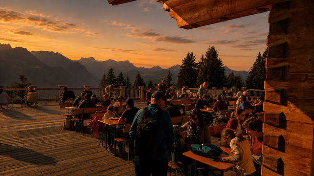 Foto: Freitags ist nun immer "Sundowner" am Muttersberg, mit der letzten Talfahrt um 22.00 Uhr.