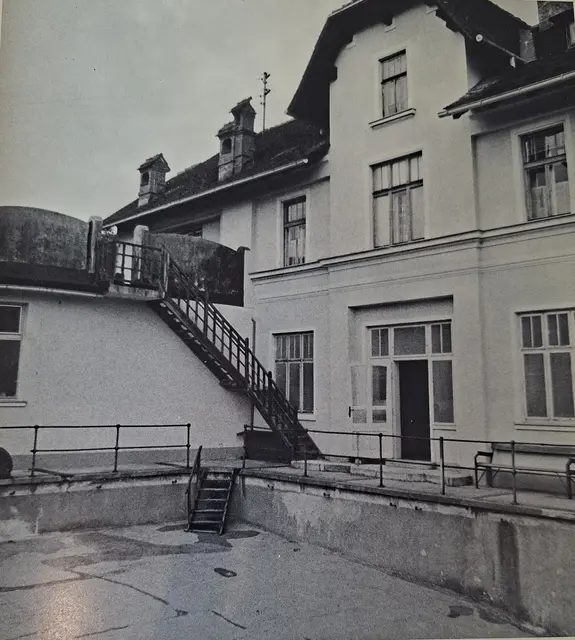 Die Treppe, die zum Zaun hinaufführt, wurde auch als Sprungbrett genutzt. | Foto: Werner Presser