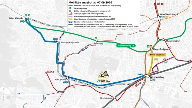 Phase 2 betrifft den Bereich Wien Meidling - Wien Hütteldorf von 7. September bis Ende 2027.  | Foto: ÖBB