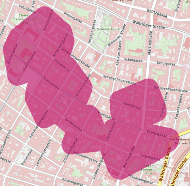 Diese Orte sind bei der Antonigasse ohne Strom. | Foto: Screenshot Wiener Netze