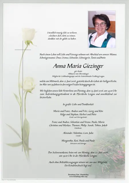 Anna Maria Giezinger | Foto: Bestatter