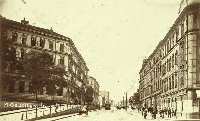 Geiselbergstraße in Simmering, Blickrichtung Favoriten, um 1925
Postkarte | Foto: Archiv Bezirksmuseum Simmering