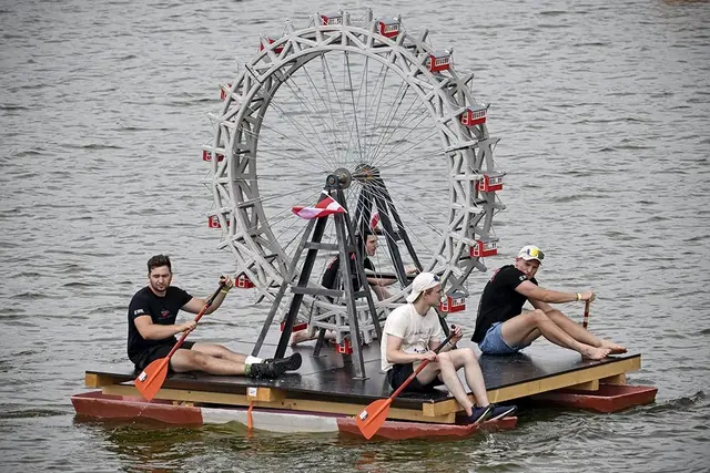 Mit einem Beton-Riesenrad aus dem 3D-Drucker nahm ein Team der Hochschule Campus Wien an der Regatta teil - mit Erfolg! | Foto: Hochschule Campus Wien