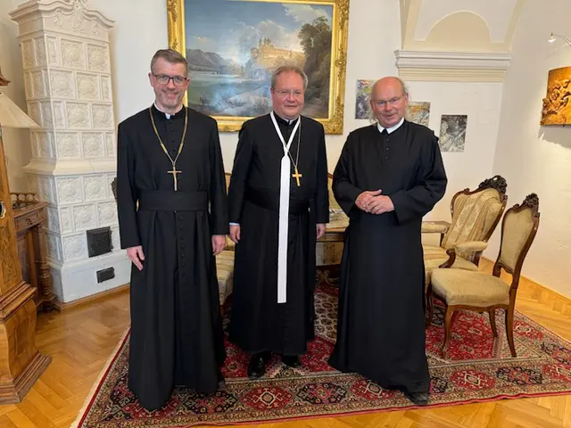 Propst Petrus Stockinger, Propst Anton Höslinger und der emeritierte Abt Georg Wilfinger.
 | Foto: Stift Klosterneuburg