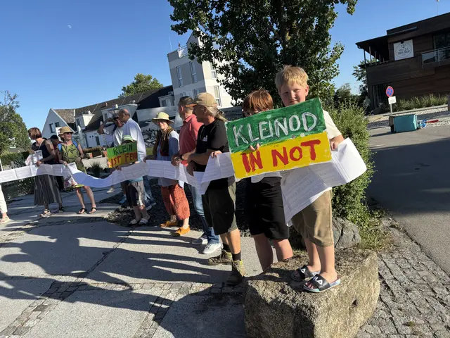 Bereits vor der Gemeinderatssitzung mobilisierte die Initiative "No Disneyland" bei einer Kundgebung. Das erhoffte "Wunder" blieb am Ende aus.  | Foto: Stefan Schneider/MeinBezirk