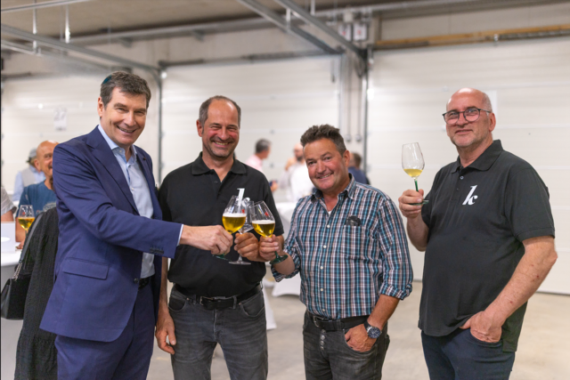 Martin Lechner (Zillertal Bier), Anton Kofler (Firma Kofler), Helmuth Mark (Hotel Verwall Ischgl) und Martin Kofler (Firma Kofler). | Foto: Getränke Wille