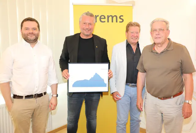 Finanzdirektor Markus Holzinger, Bürgermeister Peter Molnar, Finanzstadtrat Helmut Mayer und Gemeinderat Wolfgang Mahrer – von links. | Foto: Stadt Krems
