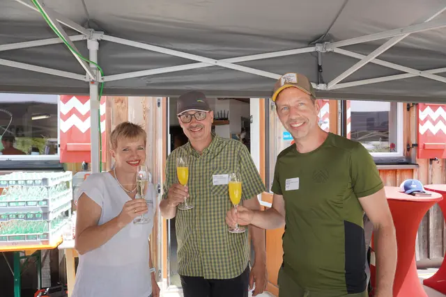 Leipzig's Bürgermeisterin Martina Mönch mit ihrem Kollegen aus Neustift, Andreas Gleirscher, und TVB-Obmann Adrian Siller | Foto: Kainz