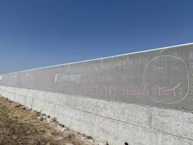 Die Betonwand wurde auch mit kritischen Botschaften versehen: "Von dieser Wand fehlen die Namen jener, die für die Zerstörung verantwortlich sind." | Foto: Dorottya Fejes/MeinBezirk