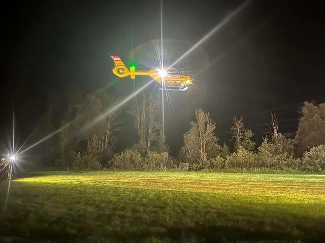 Die Feuerwehren Dellach/Hermagor und Förolach wurden zu einem außergewöhnlichen Einsatz alarmiert: Sie leuchteten eine Hubschrauberlandefläche aus. | Foto: FF Förolach, FF Dellach/Hermagor