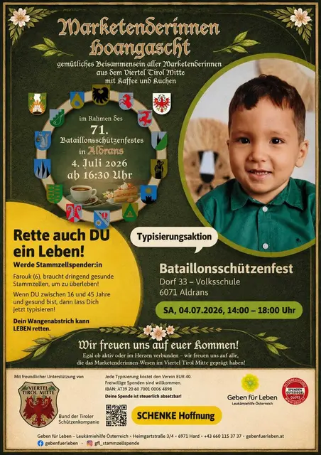 Eine einfache Aktion, die Leben retten kann - Stammzellspender werden gesucht und beim Bataillonsschützenfest kann man sich typisieren lassen. | Foto: Bataillon Sonnenburg