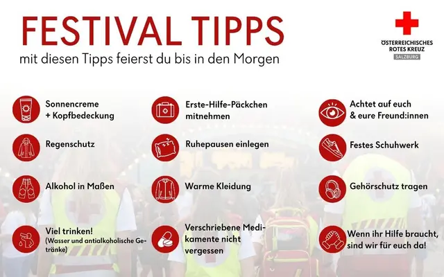 Für alle Besucherinnen und Besucher gibt es ein paar Tipps, damit es erst gar nicht so weit kommt, dass man Hilfe benötigt. | Foto: Rotes Kreuz Salzburg