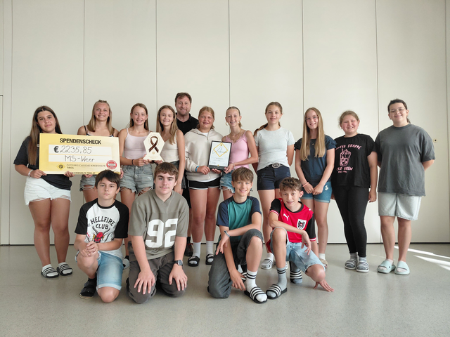Die Schülerinnen und Schüler der dritten Klassen der Mittelschule Weer  haben Einsatz gezeigt.  | Foto: Krebshilfe Tirol