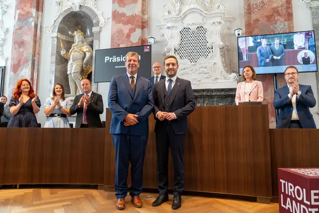 Landtagspräsident Jakob Wolf und 1. LT-Vizepräsident Dominik Mainusch | Foto: Tiroler Landtag/Oswald
