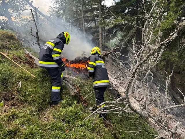 Die Brandbekämpfung in dem steilen, unwegsamen Gelände war für die Einsatzkräfte eine Herausforderung.