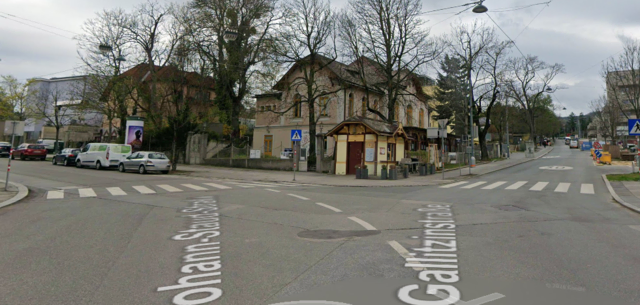 Zwischen Gallitzinstraße und Johann-Staud-Straße wird eine Mittelinsel errichtet.  | Foto: Google Maps (Screenshot)
