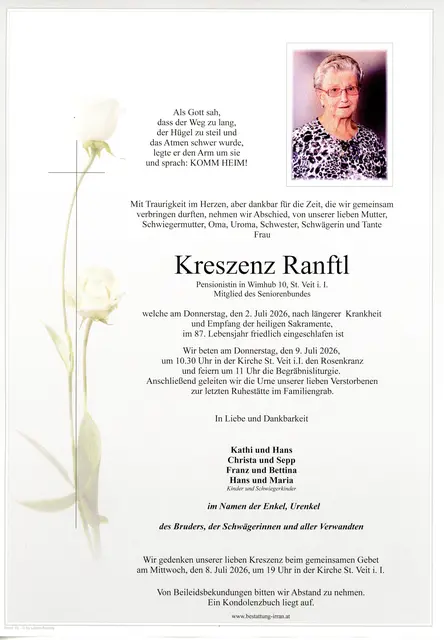 Kreszenz Ranftl | Foto: Bestatter