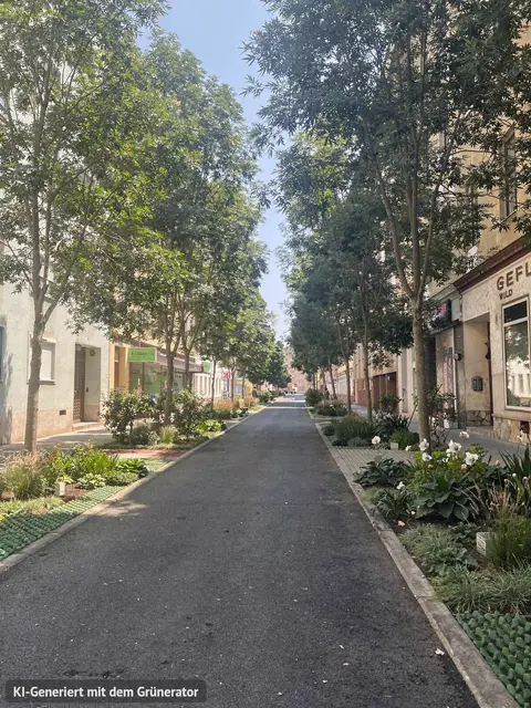 So könnte eine Gartenstraße Brigittagasse aussehen. (Mit KI generiert) | Foto: Visualisierung: Grünerator