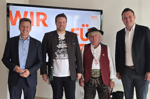v.l.n.r.: LH Daniel Fellner, Ralph Dörflinger, Bgm. Michael Schwarzmüller und Landesgeschäftsführer David Pototschnig | Foto: SPÖ Kärnten