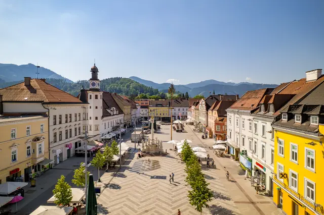 Leobener Hauptplatz aus der Vogelperspektive