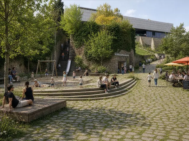 So könnte der Platz laut den Architekten begrünt und mit Sitzmöbeln ausgestattet aussehen. | Foto: Caramel