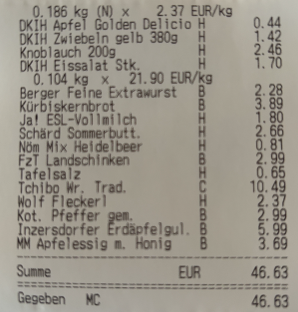 So viel zahlte man für die Produkte im Juli 2026. | Foto: Daniel Schmidt