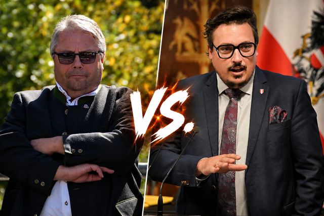 Franz Hörl/ÖVP und Christoph Steiner/FPÖ liegen sich in den Haaren. Beide Abgeordneten stammen aus dem Zillertal.  | Foto: Fotos: FPÖ/Haun