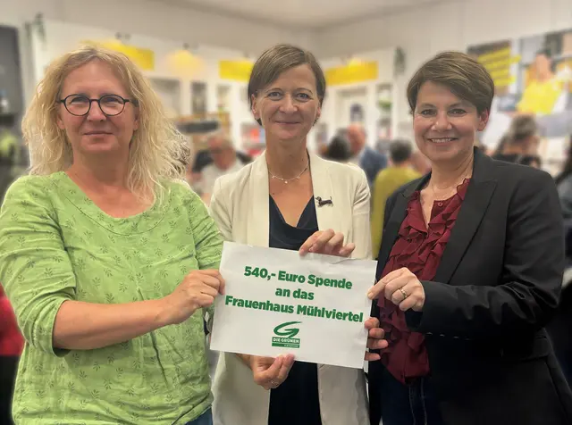 Grünen-Katsdorf-Fraktionsobfrau Martina Eigner, Obfrau Frauenhaus Mühlviertel und Nationalrats-Abgeordnete Sabine Schatz (SPÖ), Landtagsabgeordnete Dagmar Engl (Grüne) | Foto: Die Grünen