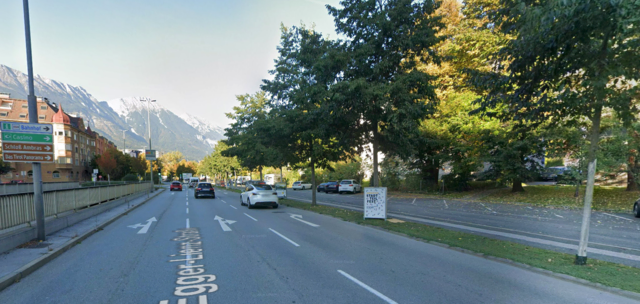 Eine Fußgängerin wurde auf der Egger-Lienz-Straße in Innsbruck von einem Pkw erfasst. | Foto: Google Maps/Mein Bezirk