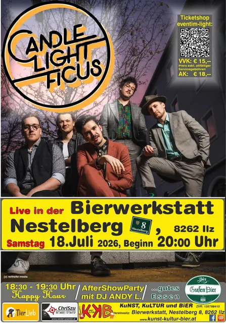 Live-Funk vom Feinsten: „Candlelight Ficus“ bringt echten 70er-Jahre-Groove nach Nestelberg.