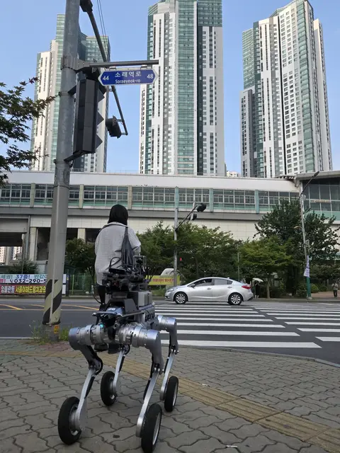 Der Roboter, entwickelt an der FH Wels, zeigte, dass er Weltstadt-tauglich ist.  | Foto: FH OÖ