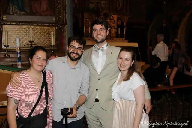 Aus Mailand angereist- Luca dell' Oglia und Drmič Nija mit Dirigent Črt und Kamila Lasbaher.