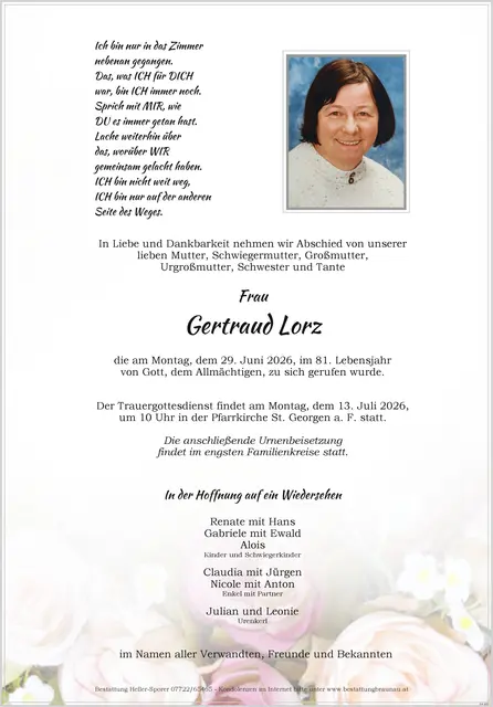 Gertraud Lorz | Foto: Bestatter